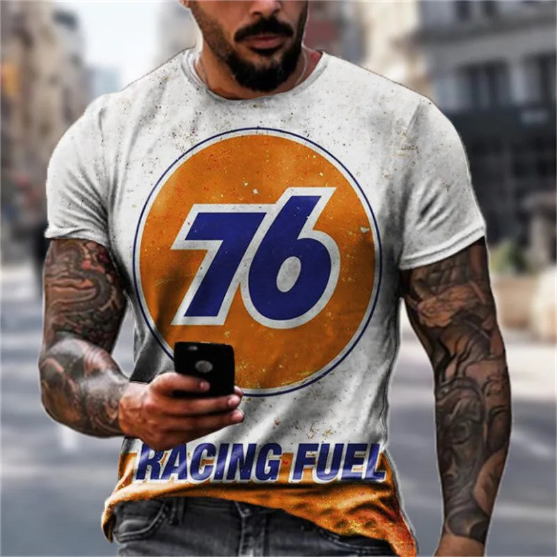T-Shirt Rétro Moto Oversize Homme