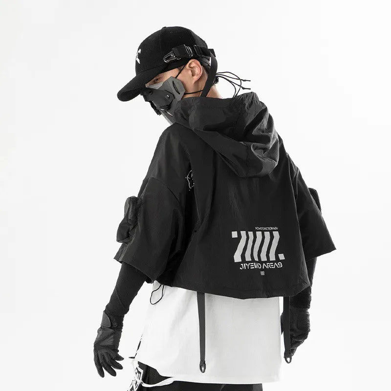 Veste à Capuche Multipoche Techwear