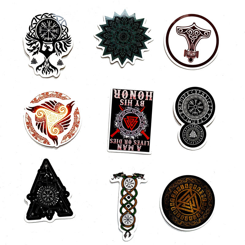 Stickers Runes Graffiti Valise  Moto — vue 3 — AZOTH