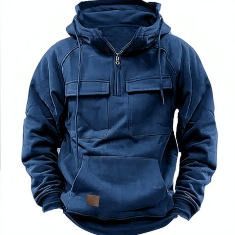 Hoodie Zippé Cordon Poche Homme Fashion — vue 8 — AZOTH