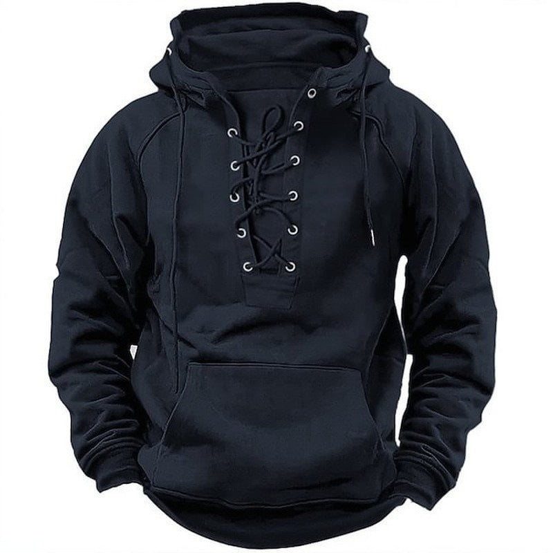 Hoodie Lacets Casual Sport Poche Homme — vue 4 — AZOTH