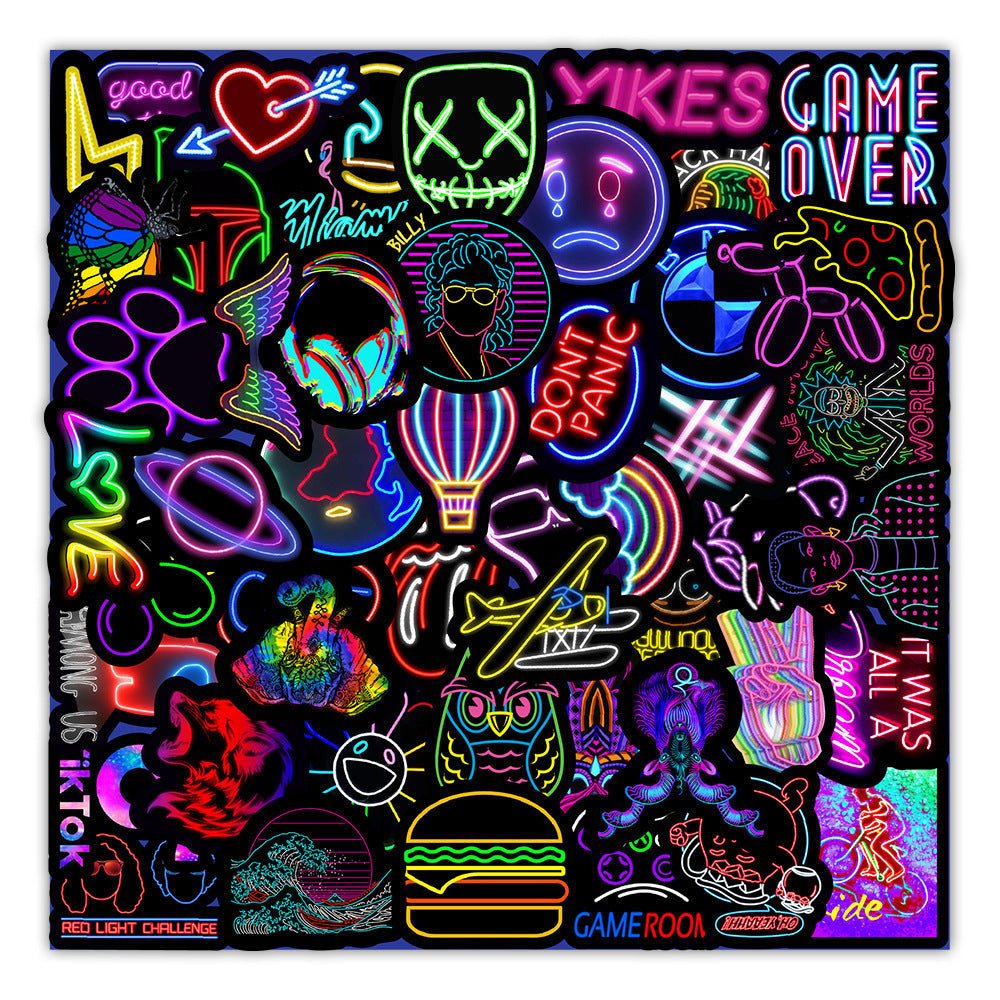 50 Stickers Néon Décoratifs — AZOTH