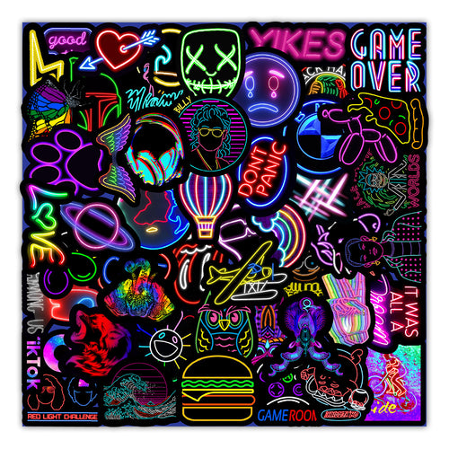 50 Stickers Néon Décoratifs — AZOTH